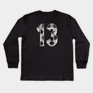 Soccer Number 13 Soccer Jersey #13 Soccer Mom Player Fan Kids Long Sleeve T-Shirt